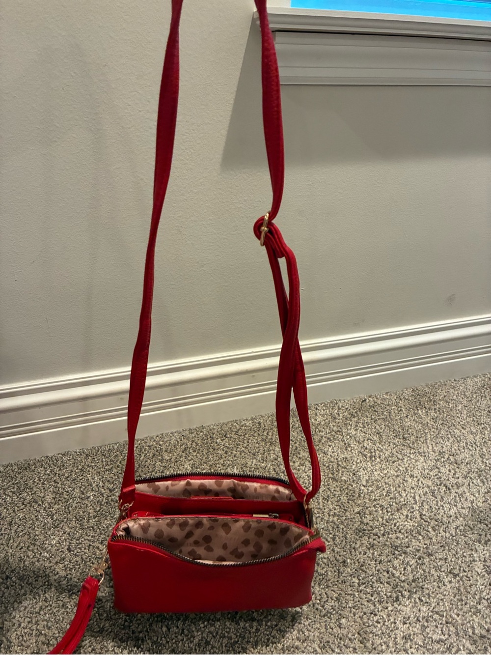 Kedzie Red Multi-Compartment Crossbody accordion Wallet bag - Picture 7 of 7